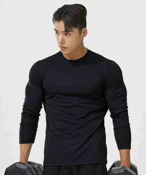 BLACK MONSTER FIT（ブラックモンスターフィット）の「[2PACK] クールエバー機能性長袖Tシャツ (3色)（Tシャツ/カットソー・メンズ・ホワイト/ブラック/ネイビー/クリアブラック/ブラック×ホワイト・LARGE/X-LARGE/2XL/3XL/SMALL/MEDIUM）」の9枚目の写真