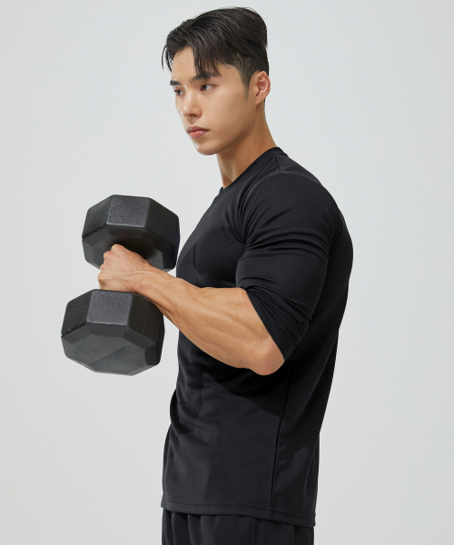 BLACK MONSTER FIT（ブラックモンスターフィット）の「[2PACK] クールエバー機能性長袖Tシャツ (3色)（Tシャツ/カットソー・メンズ・ホワイト/ブラック/ネイビー/クリアブラック/ブラック×ホワイト・LARGE/X-LARGE/2XL/3XL/SMALL/MEDIUM）」の10枚目の写真