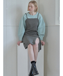 AVANT-G（アバン）の「Span Sleeveless Layered Check Dress - Black（ワンピース）」