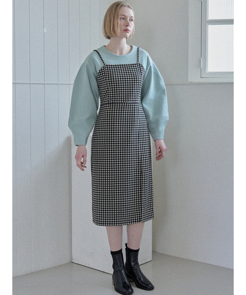 AVANT-G(アバン)の「Span Sleeveless Layered Check Dress - Black(ワンピース・レディース・その他・FREE)」の6枚目の写真