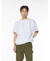 [21.7oz / 8数] シンプルヘビーオーバーサイズ半袖Tシャツ (ホワイトメランジ)