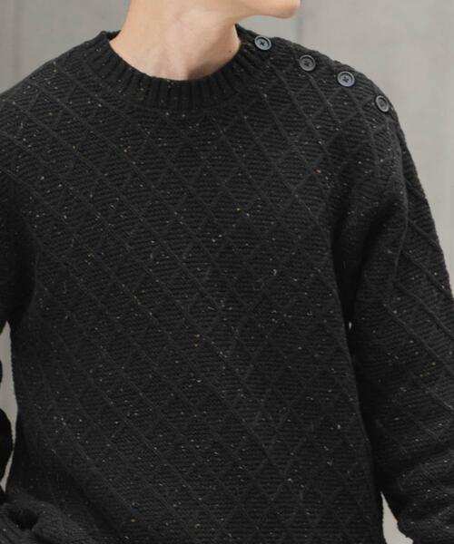 ITEMS URBANRESEARCH(アイテムズ アーバンリサーチ)の「ウール混ショルダーボタンクルーネックニット(ニット/セーター・メンズ・ネイビー/ブラック/ホワイト・MEDIUM/LARGE)」の21枚目の写真