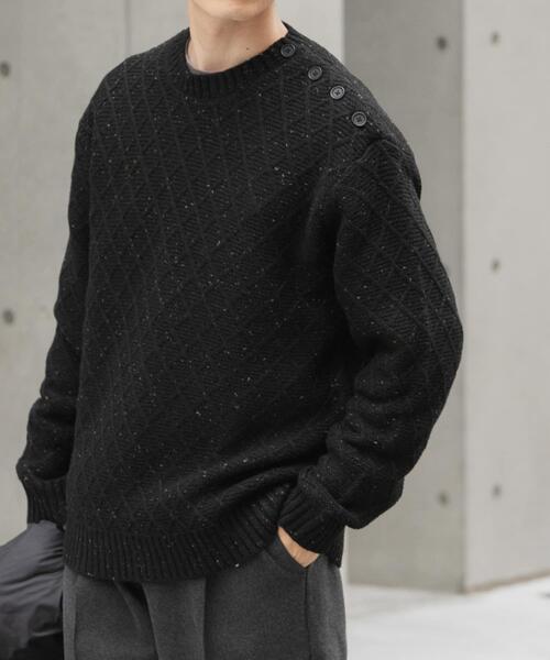 ITEMS URBANRESEARCH(アイテムズ アーバンリサーチ)の「ウール混ショルダーボタンクルーネックニット(ニット/セーター・メンズ・ネイビー/ブラック/ホワイト・MEDIUM/LARGE)」の22枚目の写真