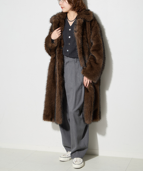 journal standard L'essage(ジャーナルスタンダードレサージュ)の「ロングファーコート(その他アウター・レディース・ブラウン・FREE)」の1枚目の写真