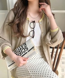 classicalelf（クラシカルエルフ）の「トレンドの配色ラインが目を惹く。前後2wayドルマンシアーカーディガン(長袖)（カーディガン/ボレロ）」