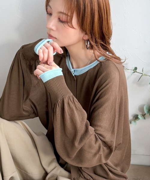 classicalelf（クラシカルエルフ）の「冷房対策にも♪トレンドの配色ラインが目を惹く。前後2wayドルマンシアーカーディガン（長袖）（カーディガン/ボレロ・レディース・グリーン/ブラウン/グレイッシュベージュ/チャコール/アイボリー/ブラック/グレー・X-LARGE/SMALL/MEDIUM/LARGE）」の21枚目の写真