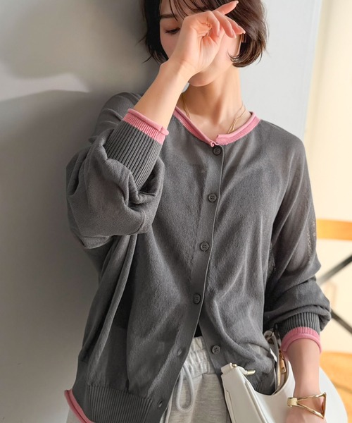 classicalelf（クラシカルエルフ）の「冷房対策にも♪トレンドの配色ラインが目を惹く。前後2wayドルマンシアーカーディガン（長袖）（カーディガン/ボレロ・レディース・グリーン/ブラウン/グレイッシュベージュ/チャコール/アイボリー/ブラック/グレー・X-LARGE/SMALL/MEDIUM/LARGE）」の18枚目の写真