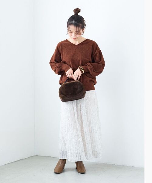 le.coeur blanc(ルクールブラン)の「マジョリカプリーツスカート(スカート・レディース・ブラック系その他/カーキオリーブ/ホワイト系その他/チャコールグレー・38)」の8枚目の写真