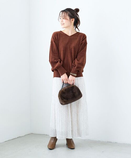 le.coeur blanc(ルクールブラン)の「マジョリカプリーツスカート(スカート・レディース・ブラック系その他/カーキオリーブ/ホワイト系その他/チャコールグレー・38)」の9枚目の写真