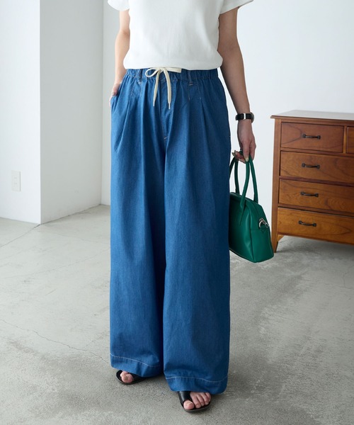 BONLECILL（ボンルシール）の「【接触冷感/洗える】キレイージータックライトデニムパンツ（デニムパンツ・レディース・ブラック/ブルー/ネイビー・L/M/S）」の3枚目の写真