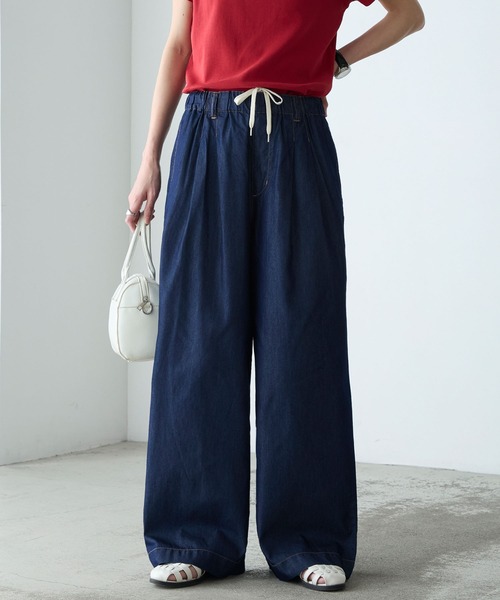 BONLECILL（ボンルシール）の「【接触冷感/洗える】キレイージータックライトデニムパンツ（デニムパンツ・レディース・ブラック/ブルー/ネイビー・L/M/S）」の11枚目の写真