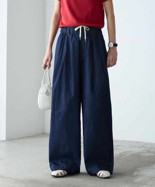 BONLECILL（ボンルシール）の「【接触冷感/洗える】キレイージータックライトデニムパンツ（デニムパンツ・レディース・ブラック/ブルー/ネイビー・L/M/S）」の12枚目の写真