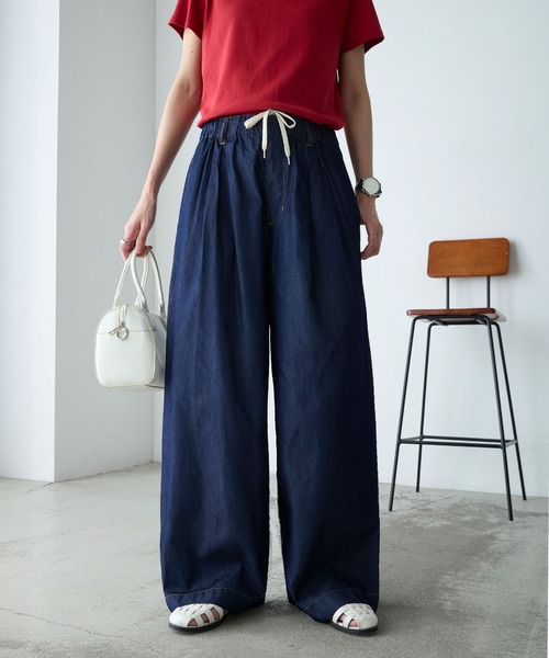 BONLECILL（ボンルシール）の「【接触冷感/洗える】キレイージータックライトデニムパンツ（デニムパンツ・レディース・ブラック/ブルー/ネイビー・L/M/S）」の15枚目の写真