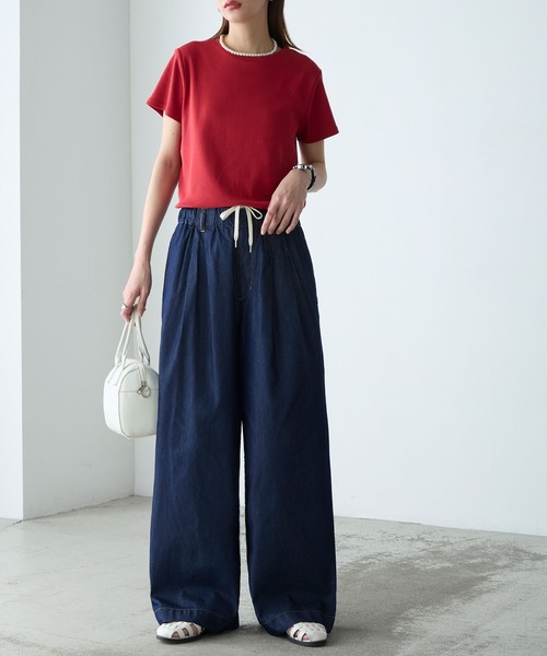 BONLECILL（ボンルシール）の「【接触冷感/洗える】キレイージータックライトデニムパンツ（デニムパンツ・レディース・ブラック/ブルー/ネイビー・L/M/S）」の16枚目の写真