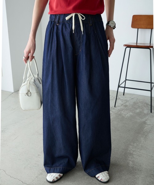 BONLECILL（ボンルシール）の「【接触冷感/洗える】キレイージータックライトデニムパンツ（デニムパンツ・レディース・ブラック/ブルー/ネイビー・L/M/S）」の19枚目の写真