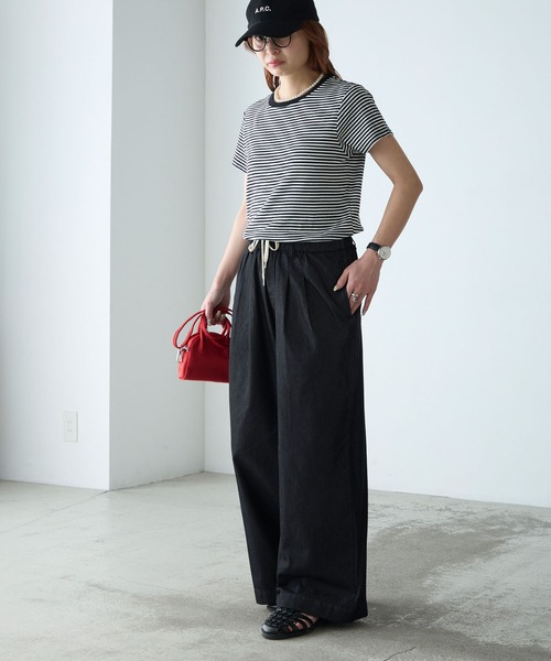 BONLECILL（ボンルシール）の「【接触冷感/洗える】キレイージータックライトデニムパンツ（デニムパンツ・レディース・ブラック/ブルー/ネイビー・L/M/S）」の6枚目の写真