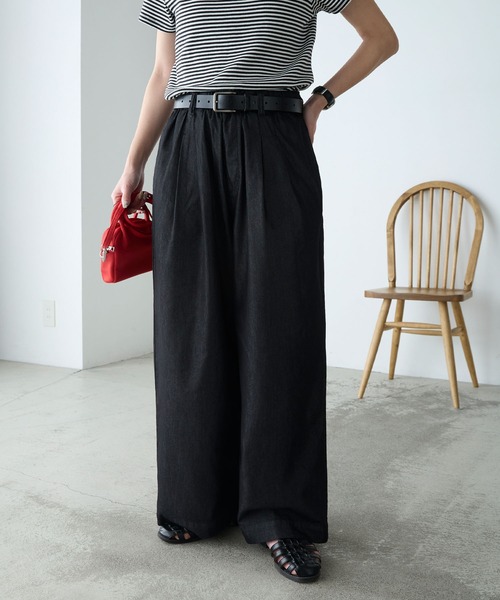 BONLECILL（ボンルシール）の「【接触冷感/洗える】キレイージータックライトデニムパンツ（デニムパンツ・レディース・ブラック/ブルー/ネイビー・L/M/S）」の9枚目の写真