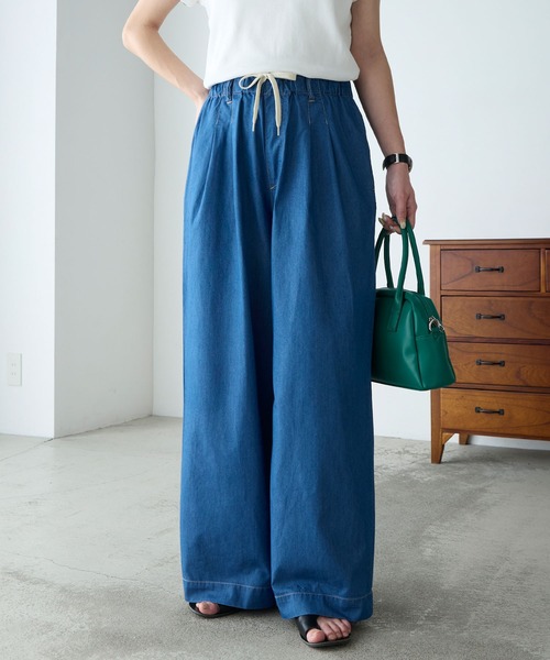 BONLECILL（ボンルシール）の「【接触冷感/洗える】キレイージータックライトデニムパンツ（デニムパンツ・レディース・ブラック/ブルー/ネイビー・L/M/S）」の21枚目の写真