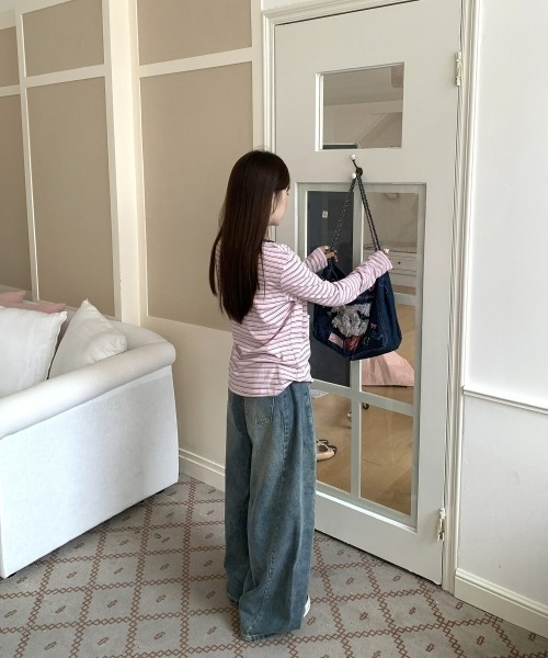 gossip！ロサンゼルス（ゴシップロサンゼルス）の「【Y2Kガーリー】レトロボーダー長袖Tシャツ（Tシャツ/カットソー・レディース・ピンク・FREE）」の8枚目の写真