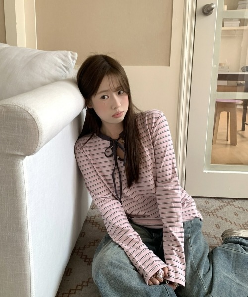 gossip！ロサンゼルス（ゴシップロサンゼルス）の「【Y2Kガーリー】レトロボーダー長袖Tシャツ（Tシャツ/カットソー・レディース・ピンク・FREE）」の18枚目の写真