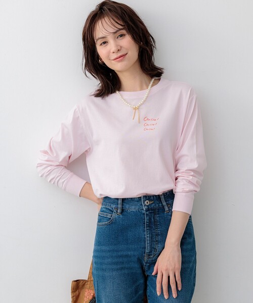 組曲(クミキョク)の「プリントロングTシャツ(Tシャツ/カットソー・レディース・ホワイト系/ピンク系・7/6/5)」の10枚目の写真