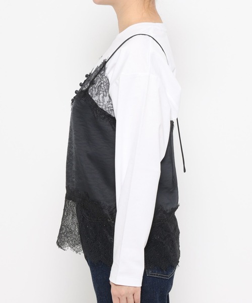 mysty woman（ミスティウーマン）の「サテンレースキャミソール　638058（シャツ/ブラウス・レディース・ホワイト系その他/チャコールグレー・FREE）」の14枚目の写真