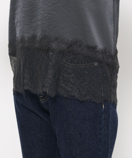 mysty woman（ミスティウーマン）の「サテンレースキャミソール　638058（シャツ/ブラウス・レディース・ホワイト系その他/チャコールグレー・FREE）」の6枚目の写真