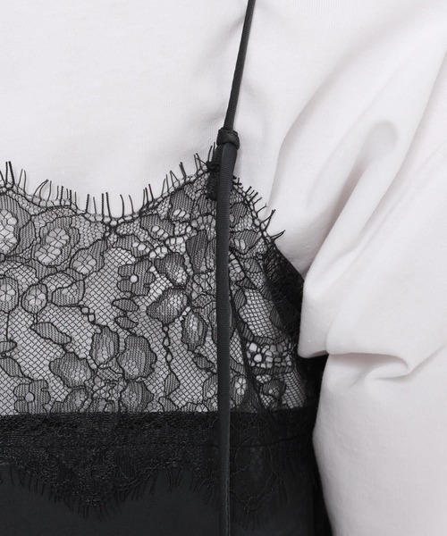 mysty woman（ミスティウーマン）の「サテンレースキャミソール　638058（シャツ/ブラウス・レディース・ホワイト系その他/チャコールグレー・FREE）」の8枚目の写真