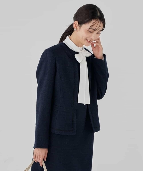 a.v.v（アーヴェヴェ）の「【ストレッチ】ツイードノーカラージャケット（ノーカラージャケット・レディース・ベージュ/ネイビー/チャコールグレー・36/38/40）」の7枚目の写真