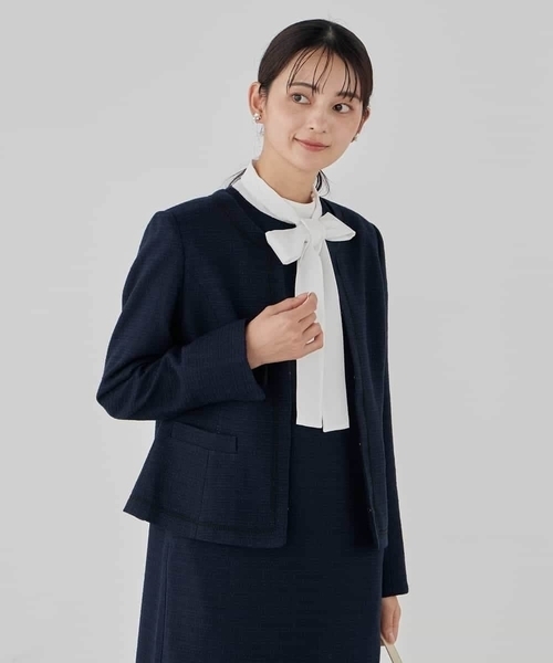 a.v.v（アーヴェヴェ）の「【ストレッチ】ツイードノーカラージャケット（ノーカラージャケット・レディース・ベージュ/ネイビー/チャコールグレー・36/38/40）」の8枚目の写真