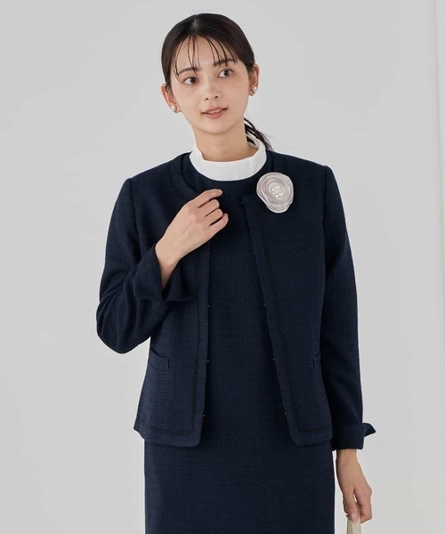 a.v.v（アーヴェヴェ）の「【ストレッチ】ツイードノーカラージャケット（ノーカラージャケット・レディース・ベージュ/ネイビー/チャコールグレー・36/38/40）」の9枚目の写真