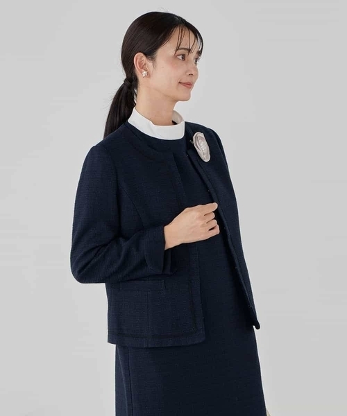 a.v.v（アーヴェヴェ）の「【ストレッチ】ツイードノーカラージャケット（ノーカラージャケット・レディース・ベージュ/ネイビー/チャコールグレー・36/38/40）」の10枚目の写真