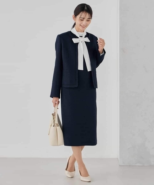 a.v.v（アーヴェヴェ）の「【ストレッチ】ツイードノーカラージャケット（ノーカラージャケット・レディース・ベージュ/ネイビー/チャコールグレー・36/38/40）」の13枚目の写真