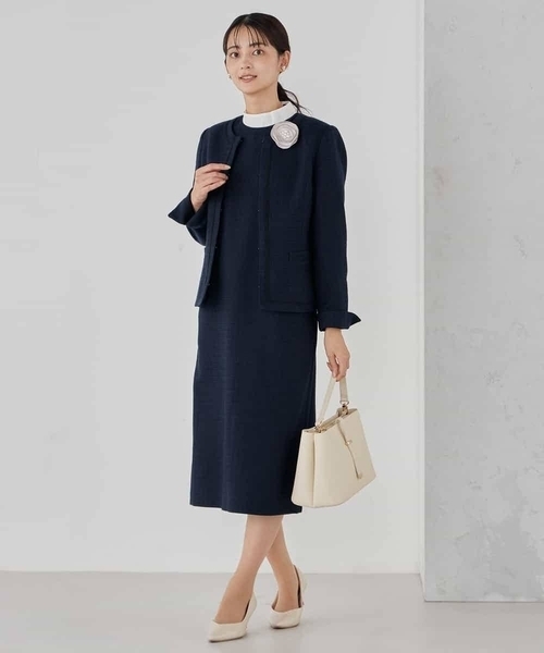 a.v.v（アーヴェヴェ）の「【ストレッチ】ツイードノーカラージャケット（ノーカラージャケット・レディース・ベージュ/ネイビー/チャコールグレー・36/38/40）」の19枚目の写真