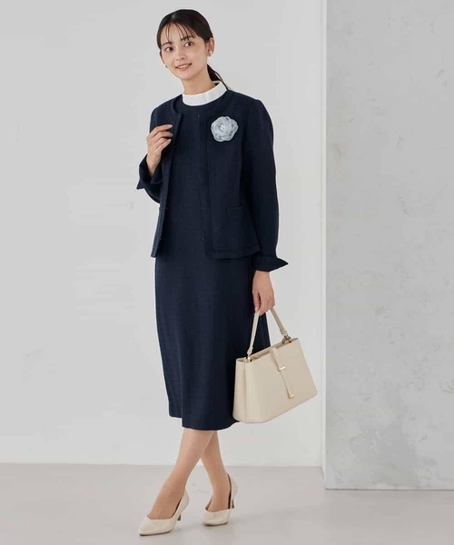 a.v.v（アーヴェヴェ）の「【ストレッチ】ツイードノーカラージャケット（ノーカラージャケット・レディース・ベージュ/ネイビー/チャコールグレー・36/38/40）」の21枚目の写真