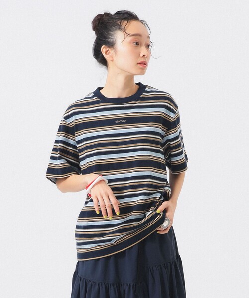 エンブロイダリー マルチボーダー ショートスリーブ Tシャツ（Tシャツ