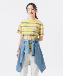 BEAMS BOY | エンブロイダリー マルチボーダー ショートスリーブ Tシャツ(Tシャツ/カットソー)