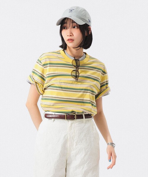 BEAMS BOY(ビームスボーイ)の「エンブロイダリー マルチボーダー ショートスリーブ Tシャツ(Tシャツ/カットソー・レディース・イエロー/ネイビー/ホワイト系その他7・1/3/2)」の12枚目の写真
