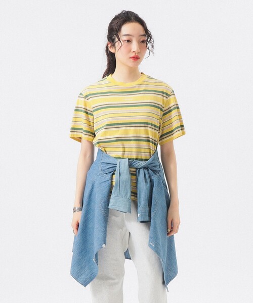 BEAMS BOY(ビームスボーイ)の「エンブロイダリー マルチボーダー ショートスリーブ Tシャツ(Tシャツ/カットソー・レディース・イエロー/ネイビー/ホワイト系その他7・1/3/2)」の17枚目の写真