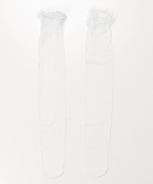 CALIFORNIA OUTFITTERS(カリフォルニア アウトフィッターズ)の「12D56-MT リボン ニーハイ シアータイツ(タイツ/ストッキング・レディース・ホワイト/ブラック・ONESIZE)」の5枚目の写真