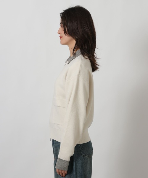 LAKOLE(ラコレ)の「スウェットライクZIPカーデ / 637693(カーディガン/ボレロ・レディース・アイボリー/ネイビー・FREE)」の14枚目の写真