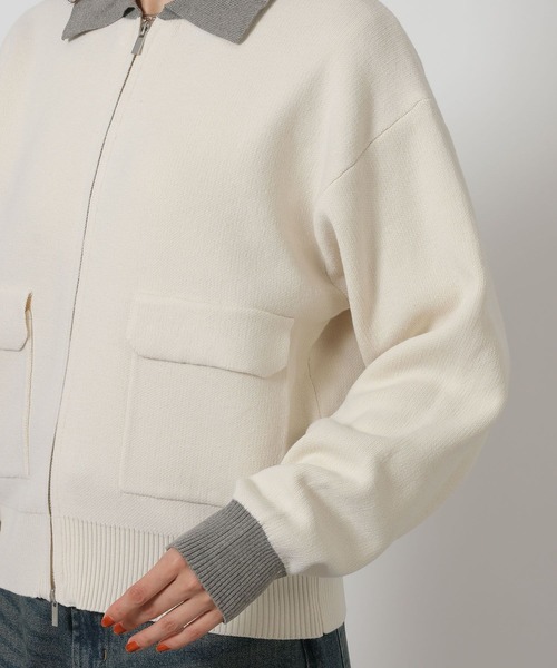 LAKOLE(ラコレ)の「スウェットライクZIPカーデ / 637693(カーディガン/ボレロ・レディース・アイボリー/ネイビー・FREE)」の17枚目の写真