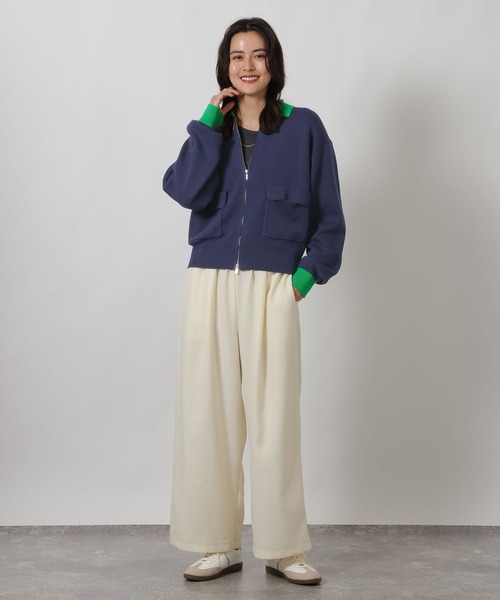 LAKOLE(ラコレ)の「スウェットライクZIPカーデ / 637693(カーディガン/ボレロ・レディース・アイボリー/ネイビー・FREE)」の8枚目の写真