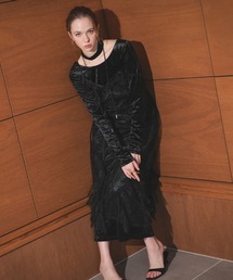 【ANDRESD】sparkle lace velour dress 結婚式 パーティードレス オケージョンドレス お呼ばれ 二次会 成人式 同窓会