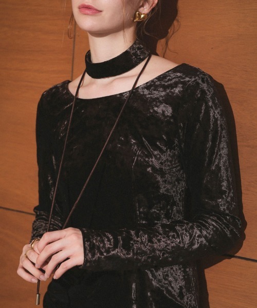 ANDRESD】sparkle lace velour dress 結婚式 パーティードレス