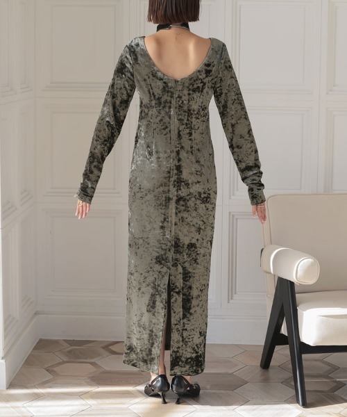 ANDRESD スパークルレースベロアドレス ブラウンM andresd sparkle lace velour dress Mサイズ sparkle lace satin dress