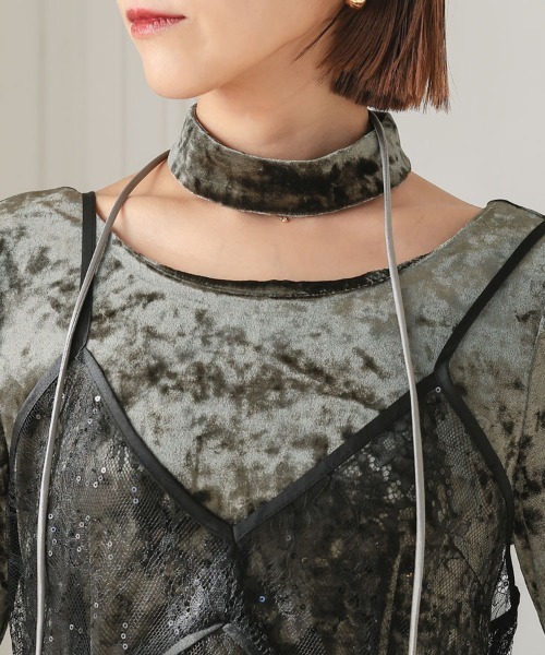ANDRESD】sparkle lace velour dress 結婚式 パーティードレス