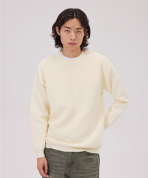MAKEITTO(メイキット)の「デイリービスコースクルーネックニット_クリーム(ニット/セーター・メンズ・その他・XX-LARGE/X-LARGE/LARGE/MEDIUM)」の3枚目の写真