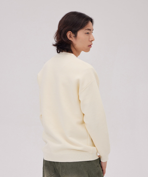 MAKEITTO(メイキット)の「デイリービスコースクルーネックニット_クリーム(ニット/セーター・メンズ・その他・XX-LARGE/X-LARGE/LARGE/MEDIUM)」の5枚目の写真