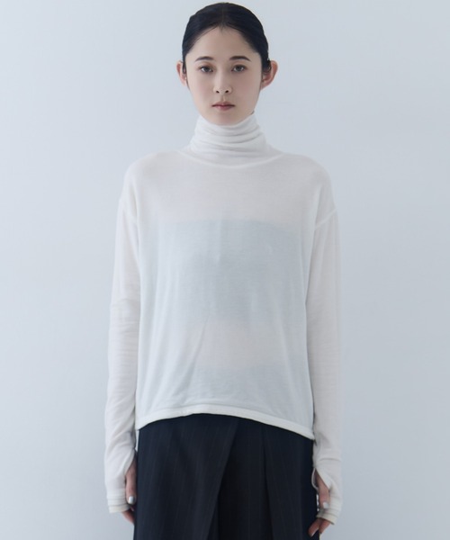 STUDIOUS（ステュディオス）の「【STUDIOUS/ステュディオス】Cashmere Silk Loose Fit Top/カシミアシルクルーズフィットトップス（Tシャツ/カットソー・レディース・ブラック/ワイン/オフホワイト・FREE）」の9枚目の写真